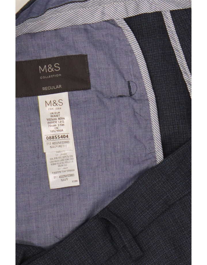 Pantaloni de costum obișnuiți, drepti, pentru bărbați, Marks & Spencer, L40 L31, bleumarin