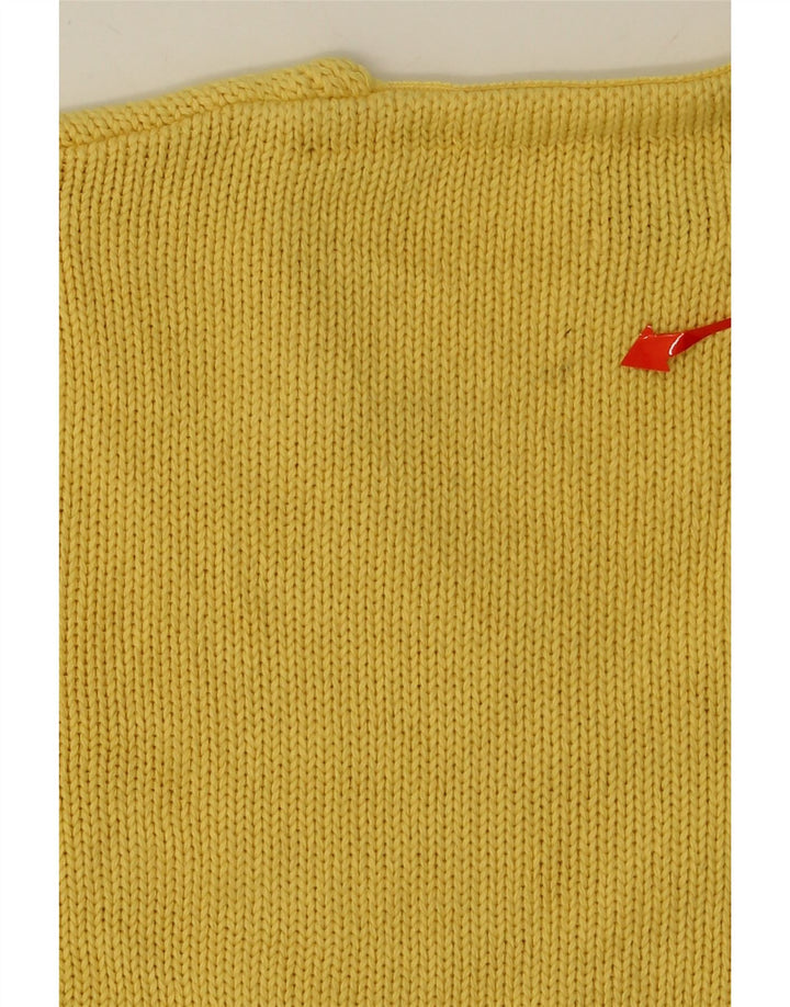SISLEY Womens Crop V-Neck Jumper Sweater UK 12 Medium Yellow Vintage Sisley and Second-Hand Sisley from Messina Hembry 