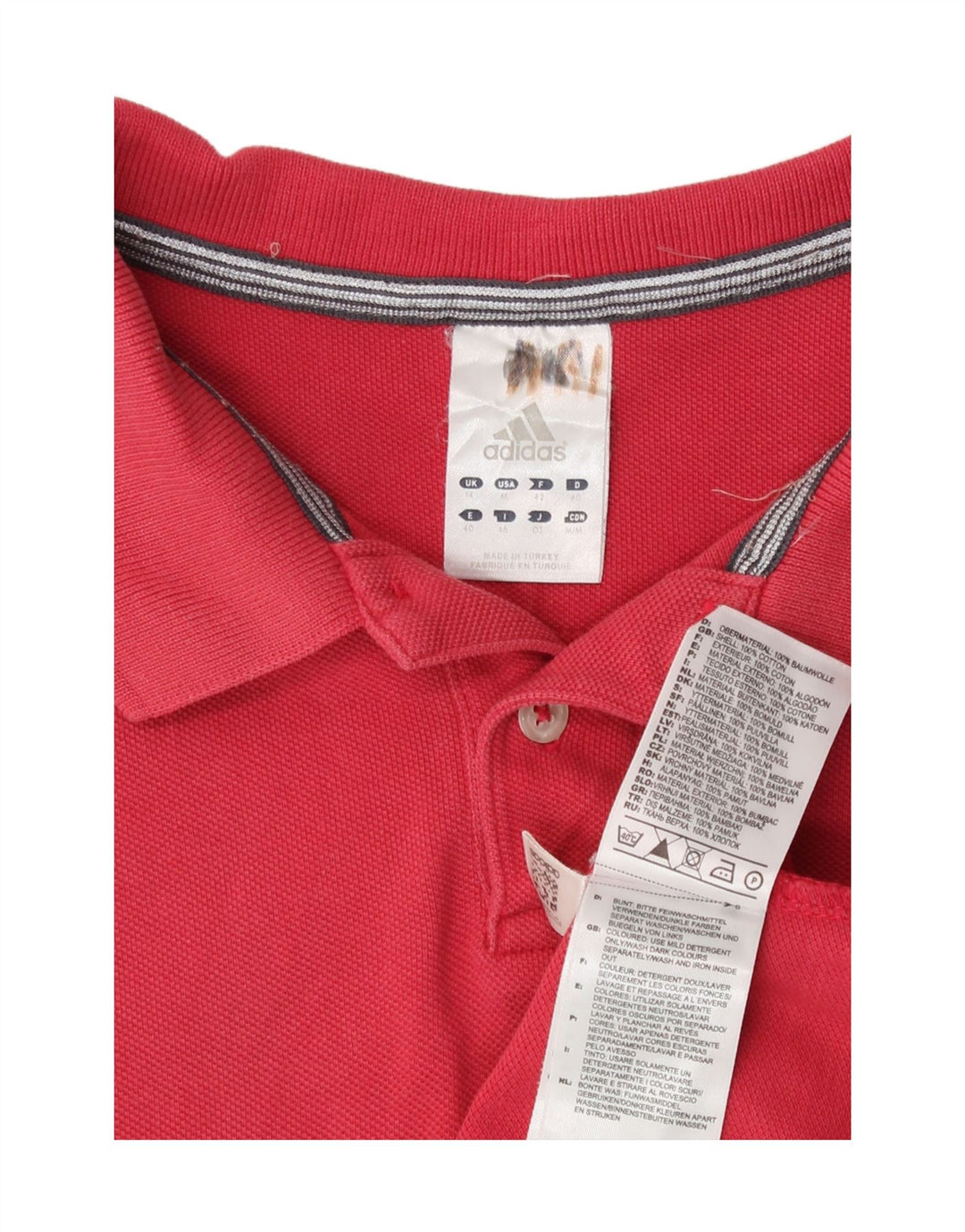 Tricou polo Adidas pentru femei UK 14, bumbac roșu mediu