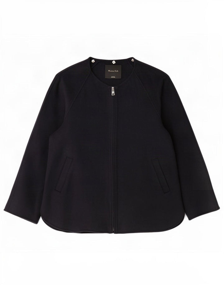 Jachetă Bomber Massimo Dutti pentru femei UK 16 mare, lână bleumarin