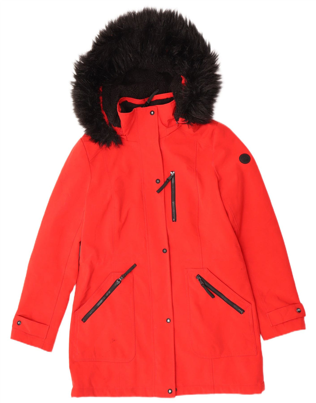 Jachetă parka cu glugă Calvin Klein pentru femei UK 10 Poliester roșu mic