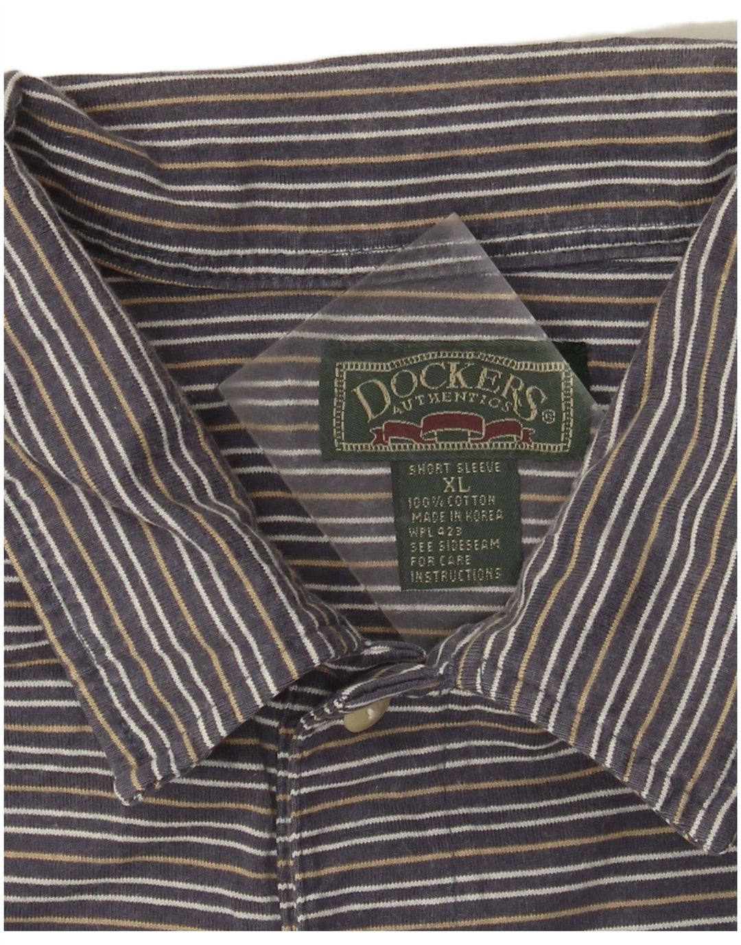 Tricou polo Dockers pentru bărbați XL, bumbac cu dungi gri