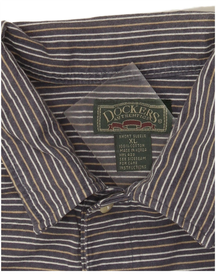 Tricou polo Dockers pentru bărbați XL, bumbac cu dungi gri