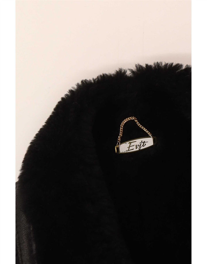 Jachetă vintage pentru bărbați din shearling UK 44 2XL negru din shearling