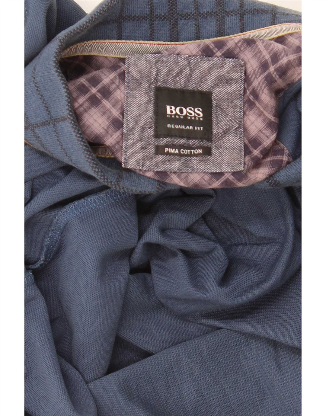 Cămașă polo Hugo Boss pentru bărbați, cu formă normală, din bumbac cu carouri, albastru bleumarin