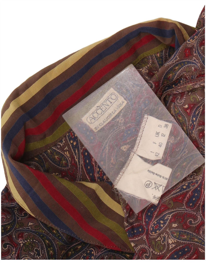 Bluză cămașă pentru femei VINTAGE UK 12 Medium Multicolor Paisley Silk