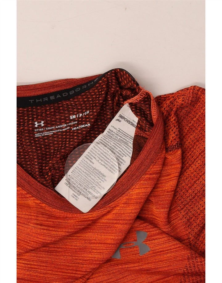 Tricou Under Armour pentru bărbați Heat Gear Top mic poliester cu dungi portocalii