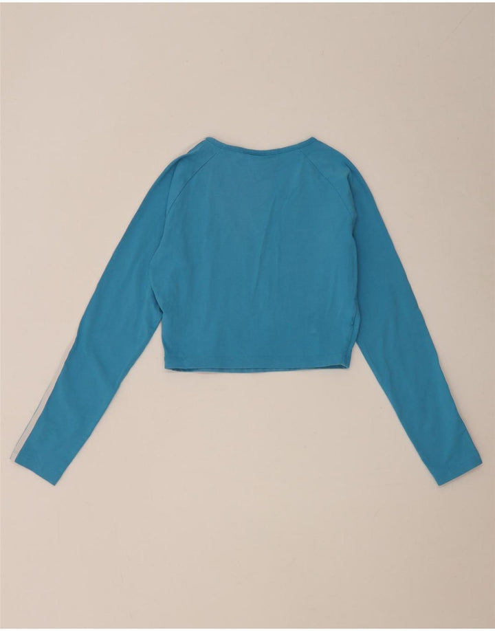 Adidas Crop Top pentru femei cu mânecă lungă UK 12 Medium Blue Bumbac