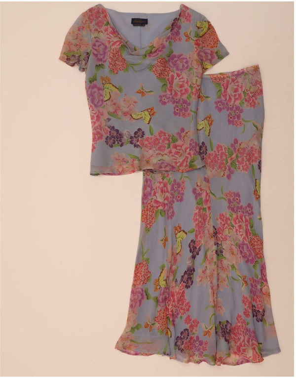 Set fuste 2 piese pentru femei Luisa Spagnoli IT 42 Medium W30 Mătase florală albastră