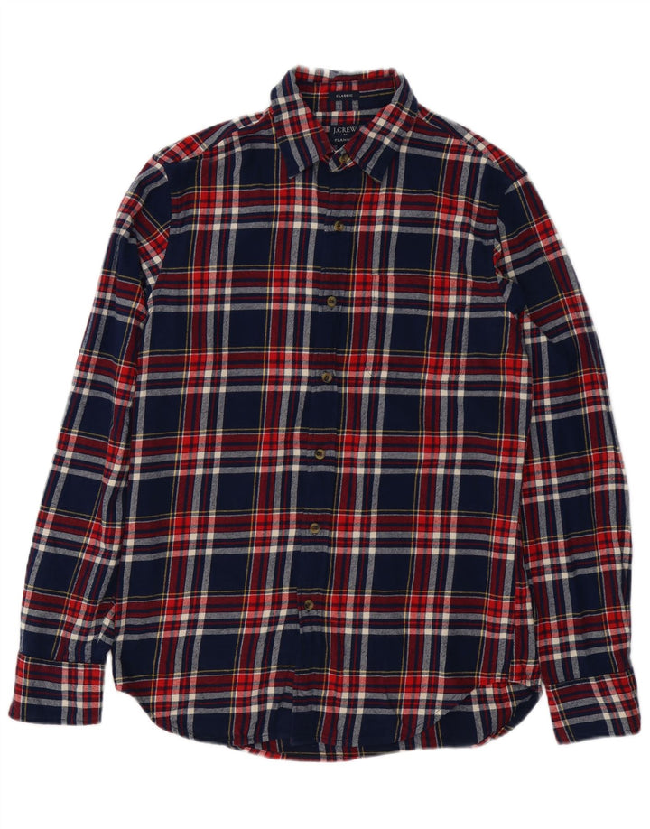 Cămașă de flanel pentru bărbați J. Crew, din bumbac cu carouri, albastru marin