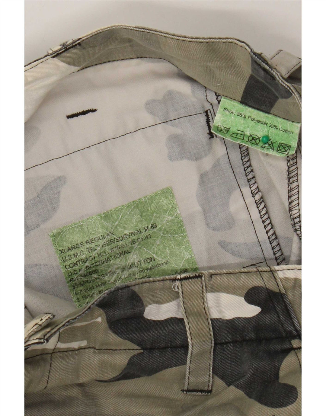 Pantaloni scurti cargo vintage pentru bărbați XL W38 Kaki Camuflage Poliester