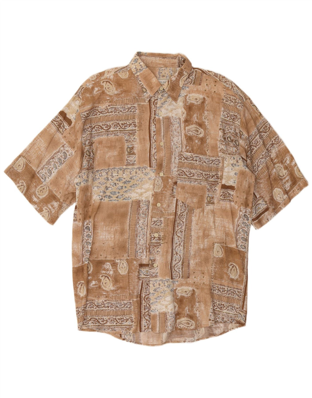 Cămașă cu mânecă scurtă pentru bărbați VINTAGE, maro mare, mozaic