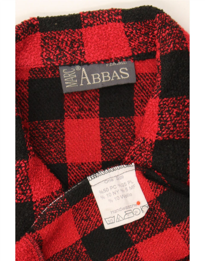 MARC ABBAS Womens 3/4 Sleeve Bomber Jacket One Size Red Gingham Polyester Vintage Marc Abbas and Second-Hand Marc Abbas from Messina Hembry 