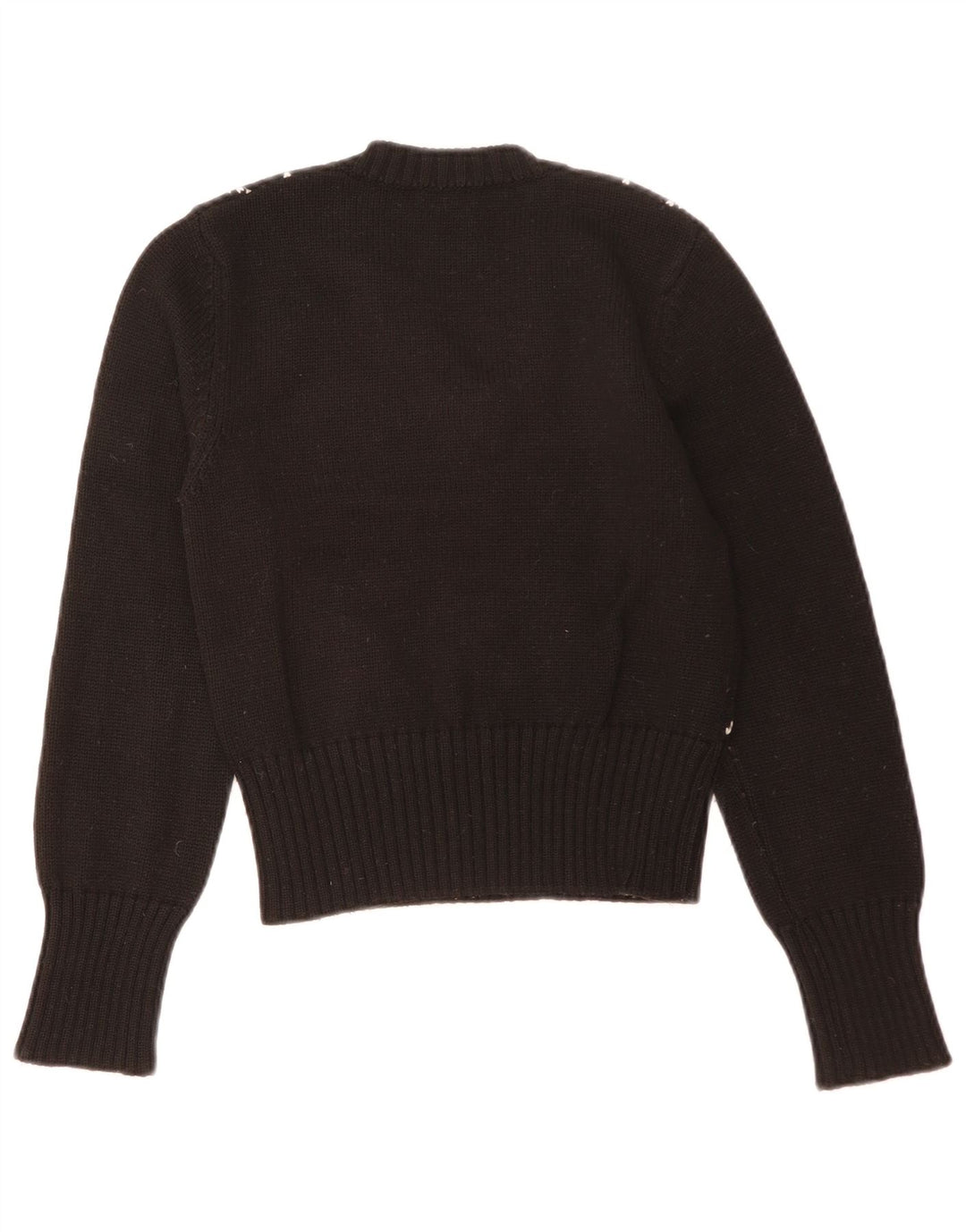 Pulover Benetton pentru femei cu decolteu în V UK 12 Medium Black Argyle/Diamond
