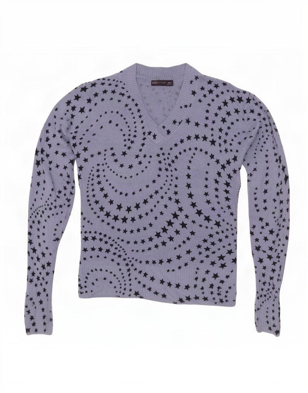 Pulover cu decolteu în V pentru femei Marks & Spencer UK 12 Medium Blue