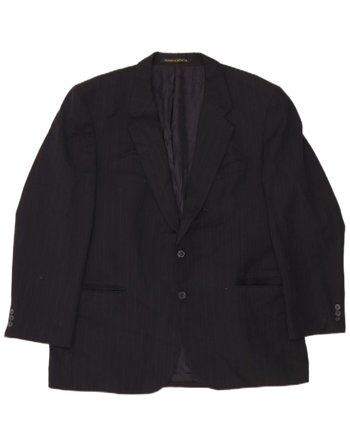 Jachetă pentru bărbați Marks & Spencer, cu 2 nasturi, Marea Britanie 44 2XL, bleumarin, cu dungi