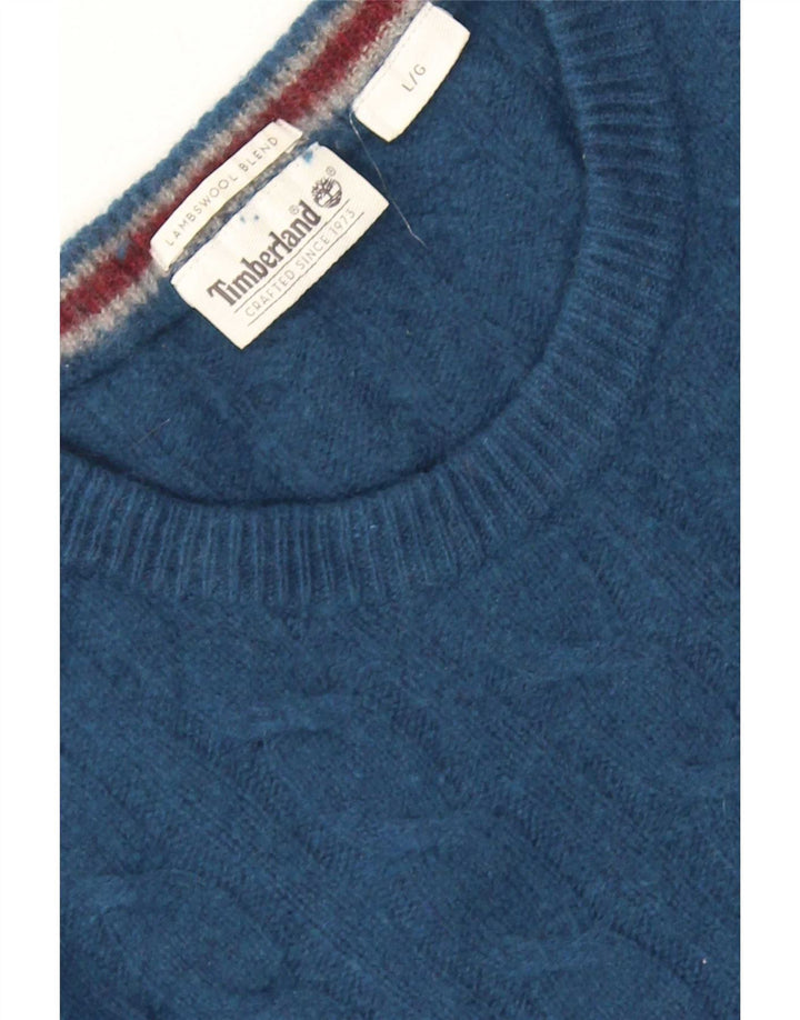 Pulover Timberland pentru bărbați, cu gât crew, lână de miel mare, albastră