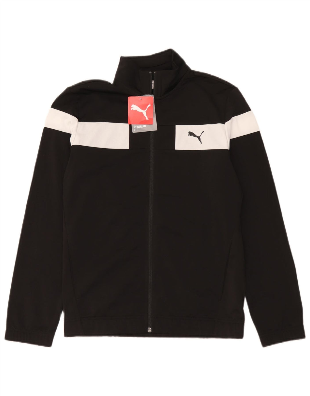 Jachetă de trening Puma pentru băieți 13-14 ani, poliester negru color bloc