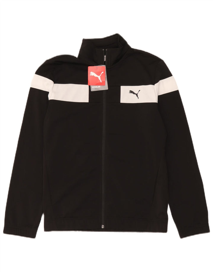 Jachetă de trening Puma pentru băieți 13-14 ani, poliester negru color bloc