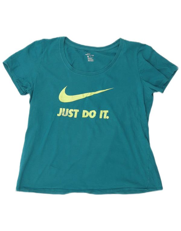Tricou grafic NIKE pentru femei Athletic Cut Top UK 16, mare, albastru, bumbac