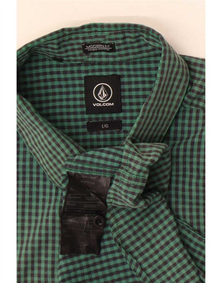 Cămașă cu mânecă scurtă pentru bărbați Volcom Modern Fit, din bumbac verde vichy