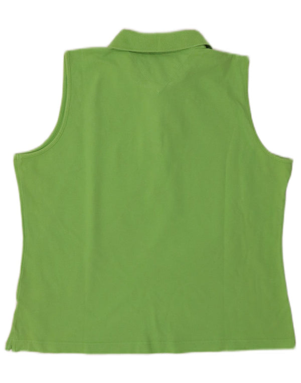 TOMMY HILFIGER Tricou polo fără mâneci pentru golf pentru femei UK 16 mare bumbac verde