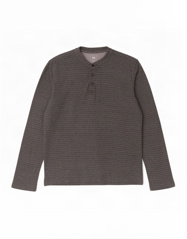 Gap Mens Top Long Sleeve Medium Grey Striped Cotton