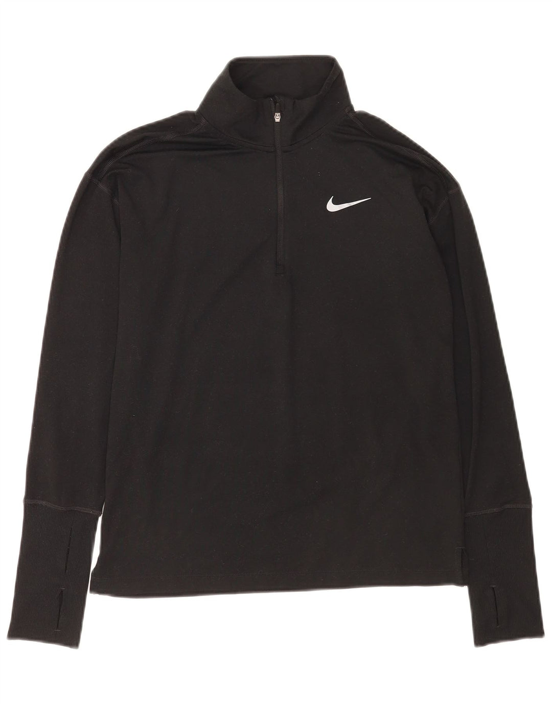 Top cu mânecă lungă pentru bărbați Dri Fit, cu fermoar și gât, XS, negru