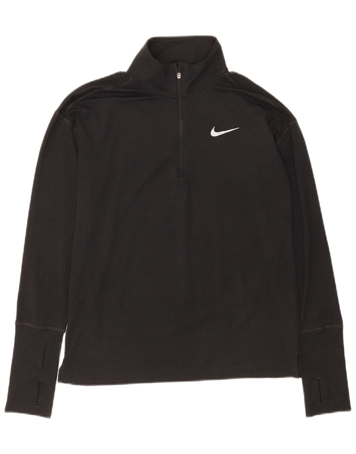 Top cu mânecă lungă pentru bărbați Dri Fit, cu fermoar și gât, XS, negru