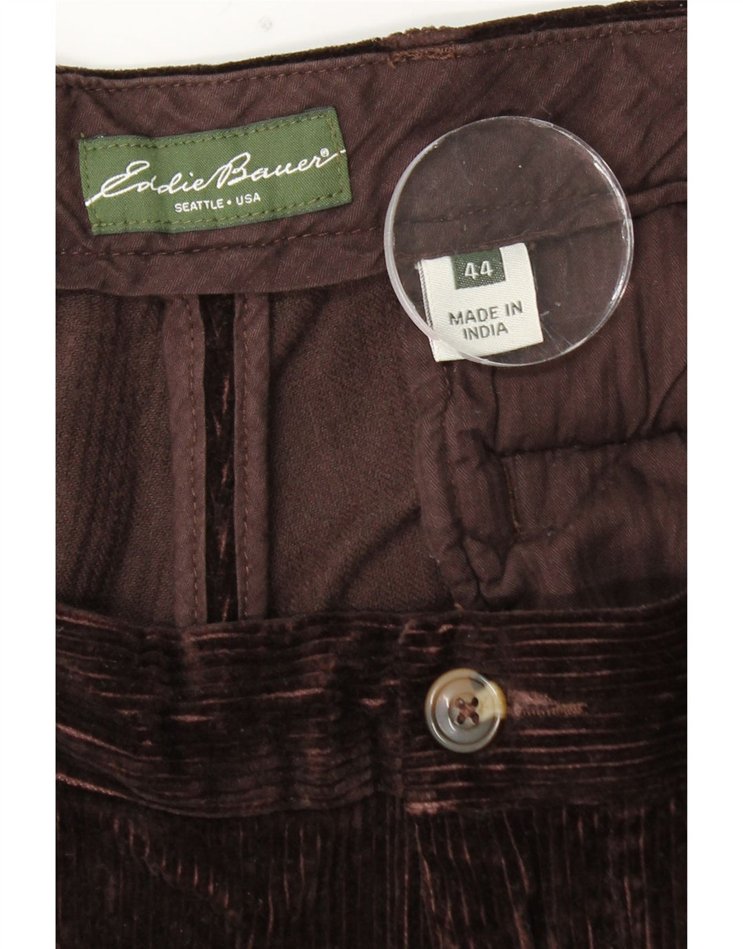 EDDIE BAUER Pantaloni pentru bărbați din velur cu țesături W44 L30, bumbac maro