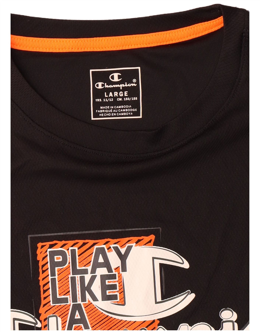 CHAMPION Boys Graphic Vest Top 11-12 Years Large Black