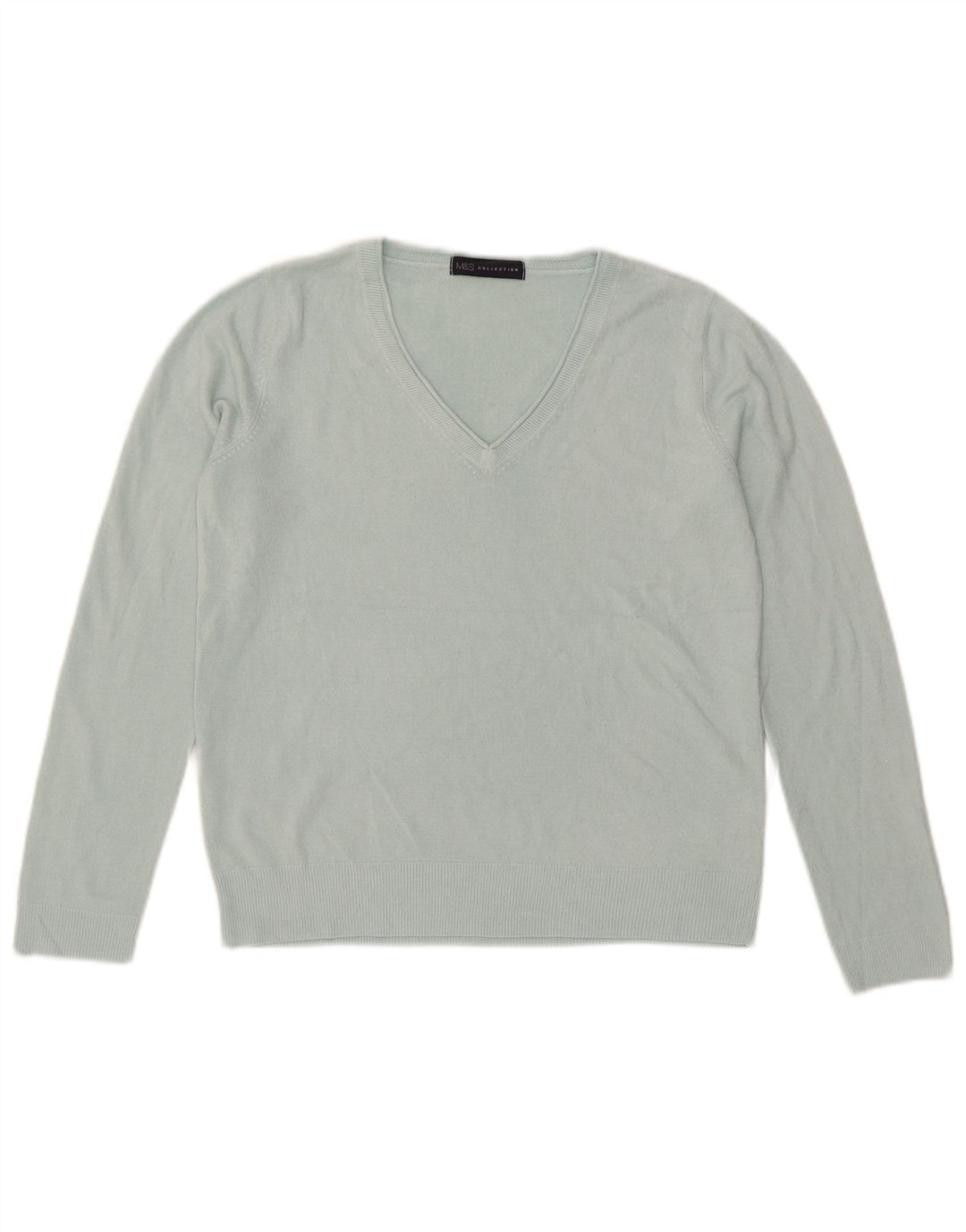 Pulover pentru femei Marks & Spencer cu decolteu în V UK 12 Medium Blue Acrylic