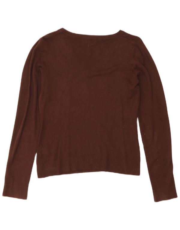 Pulover cu decolteu în V Zara pentru femei UK 12, maro mediu, raion