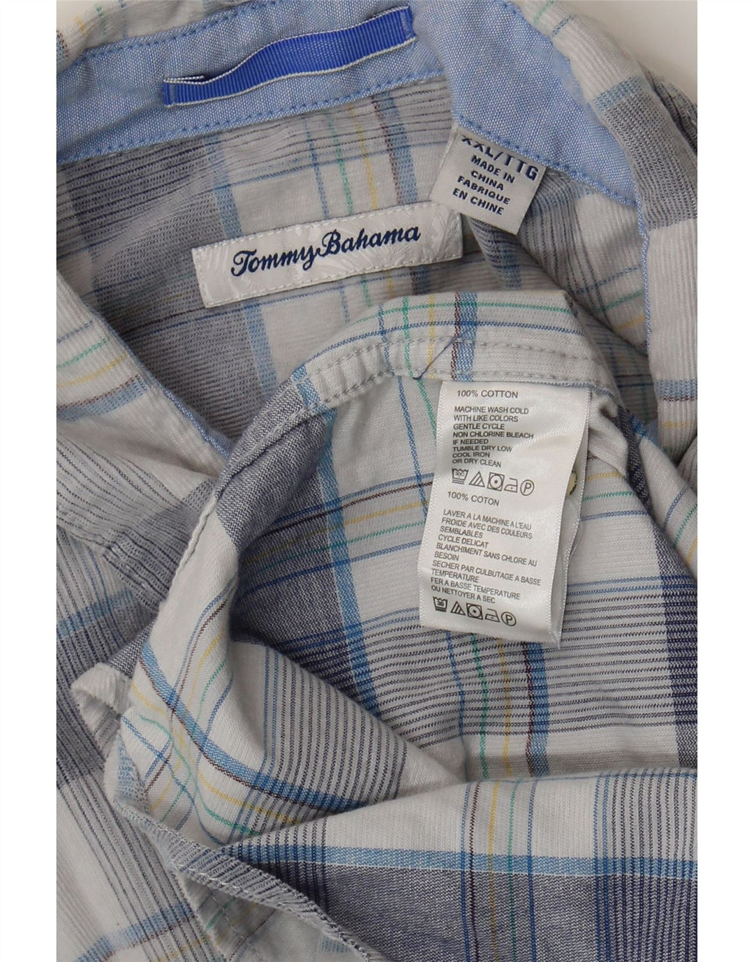 Cămașă pentru bărbați Tommy Bahama 2XL, bumbac cu carouri albastre