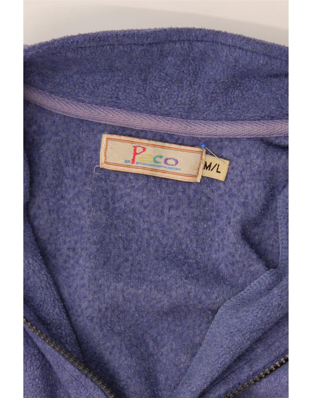 PACO Mens Zip Neck Fleece Jumper Medium Navy Blue Polyester Vintage Paco and Second-Hand Paco from Messina Hembry 