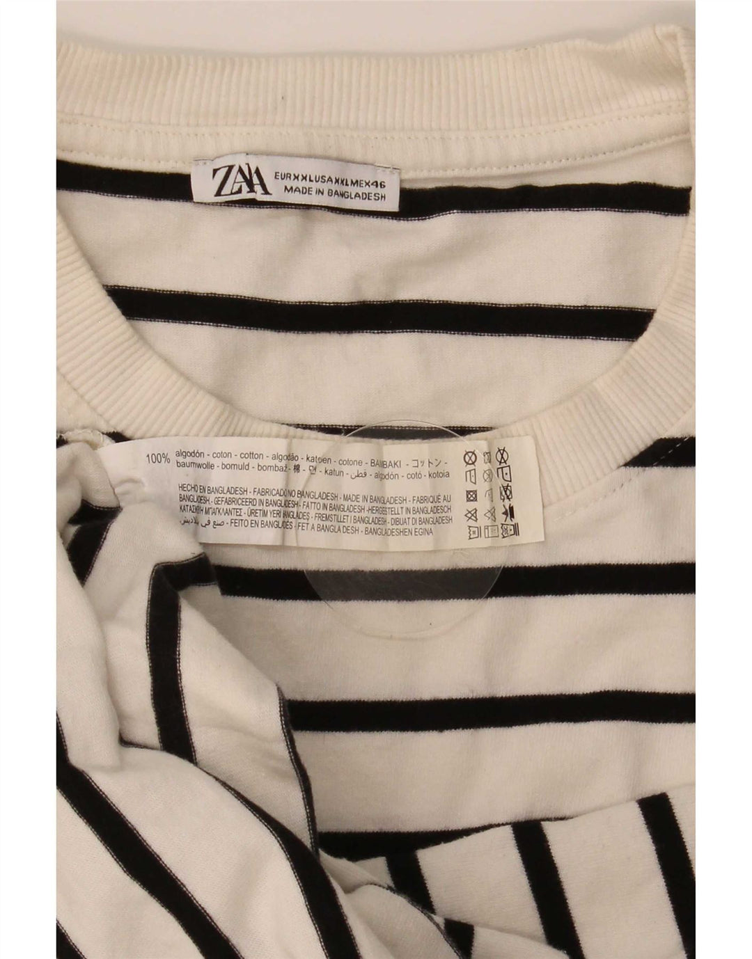 Top pentru bărbați Zara cu mânecă lungă 2XL, bumbac cu dungi albe