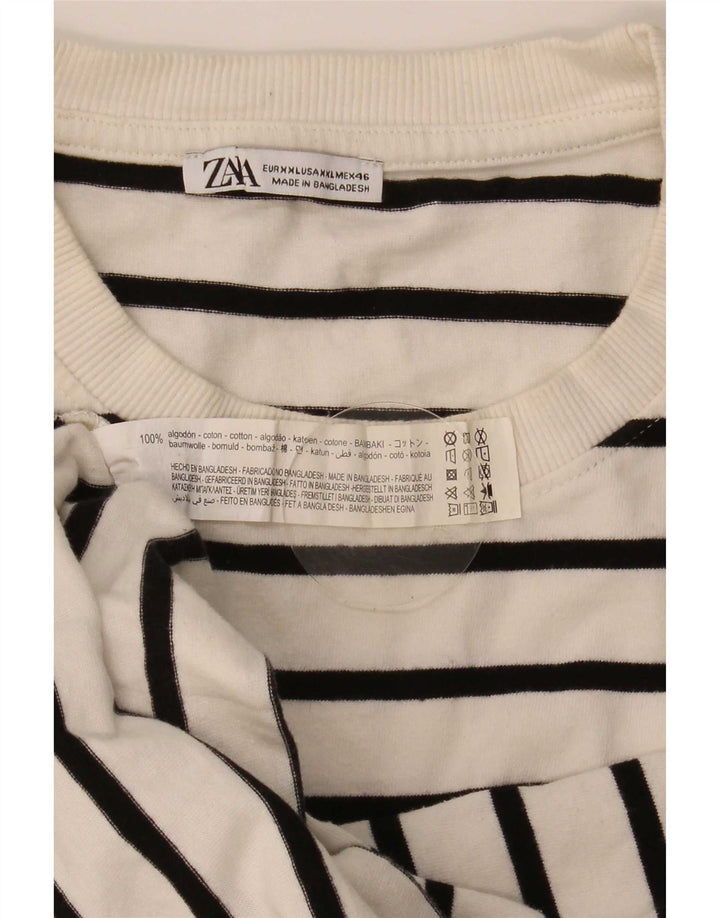 Top pentru bărbați Zara cu mânecă lungă 2XL, bumbac cu dungi albe