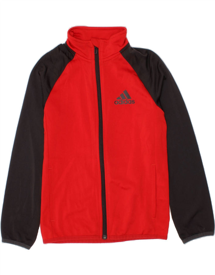 ADIDAS Boys Tracksuit Top Jacket 7-8 Years Red Colourblock Polyester Vintage Adidas and Second-Hand Adidas from Messina Hembry 