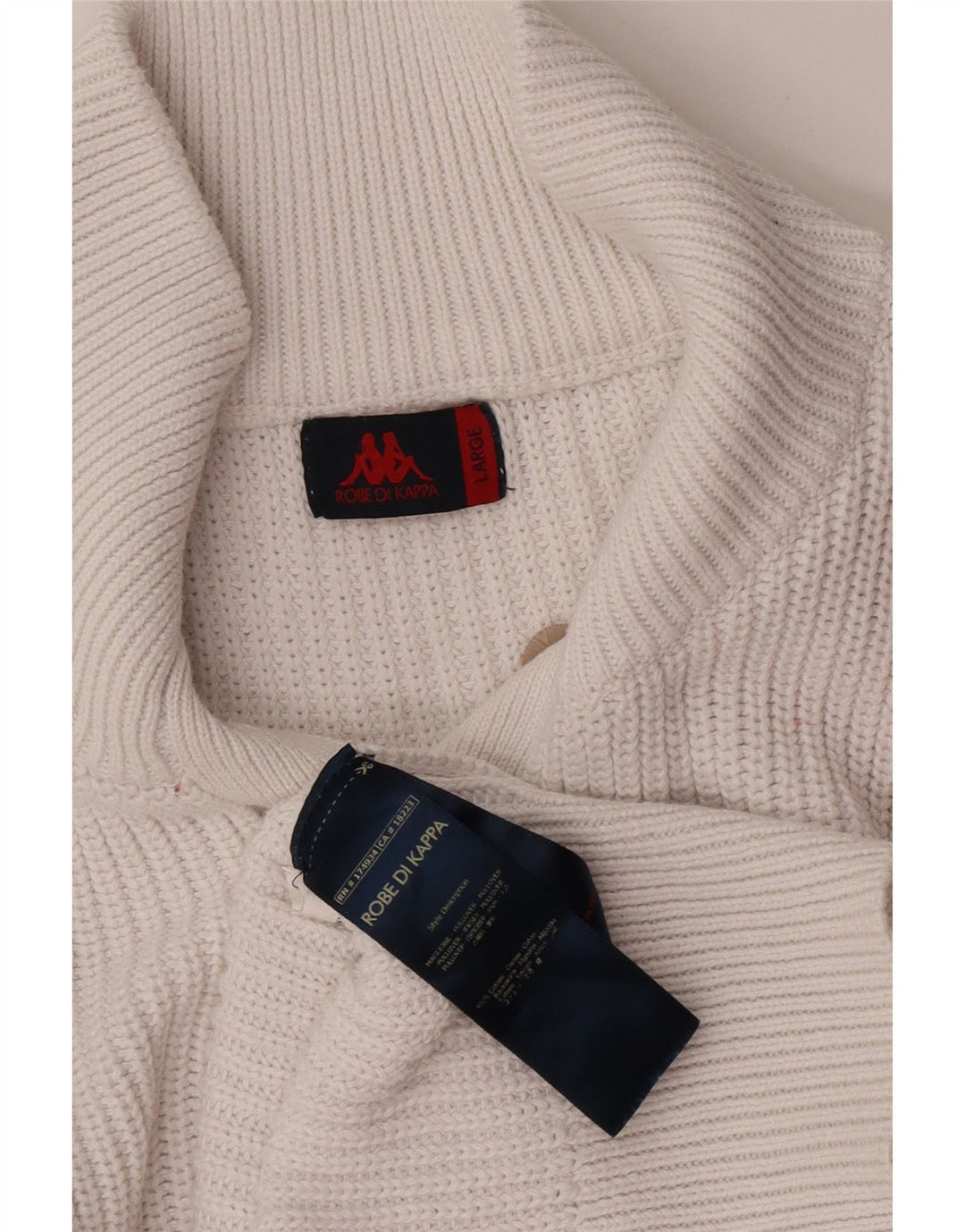 Pulover pentru femei Kappa cu gât cu nasturi, UK 16, mare, alb, bumbac