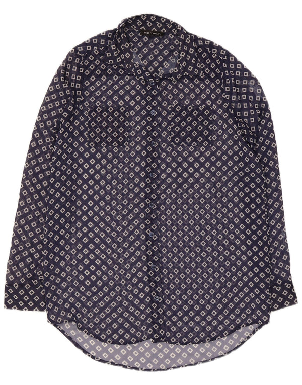 Bluză cămașă transparentă cu paragate Best Company pentru femei UK 10 Mic, bleumarin