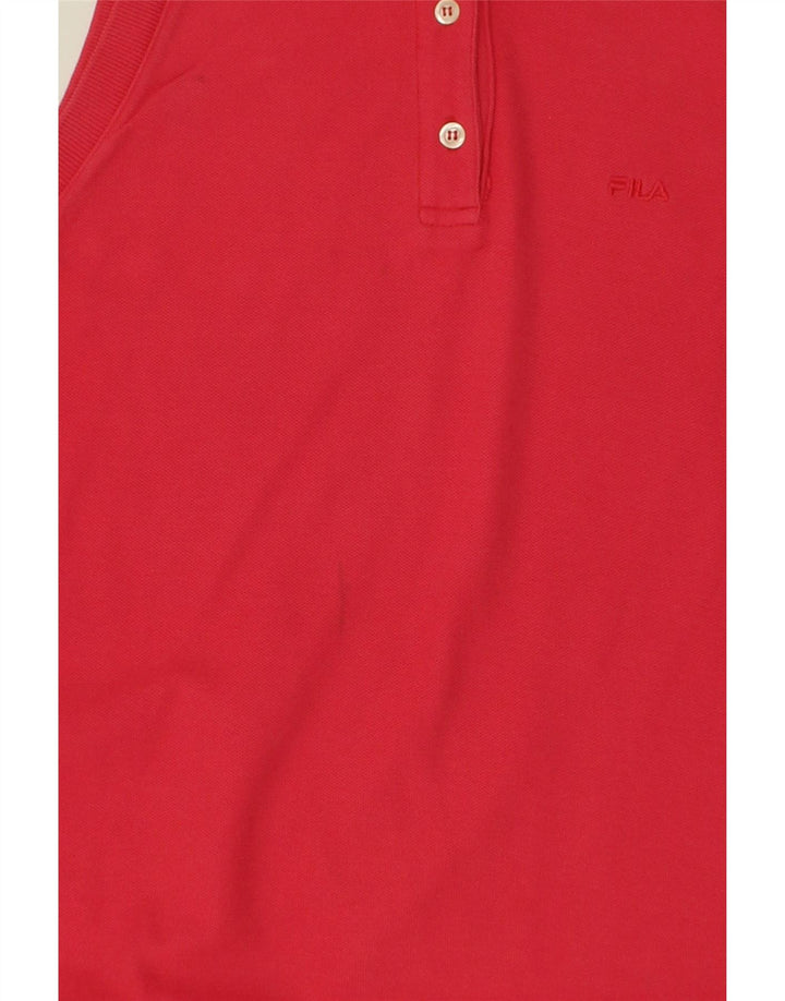 FILA Womens Sleeveless Polo Shirt UK 14 Medium Red Vintage Fila and Second-Hand Fila from Messina Hembry 