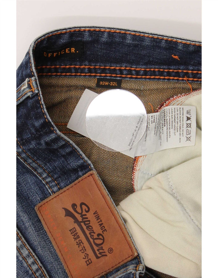 Blugi drepți distressed pentru bărbați Superdry W32 L32 Bumbac albastru