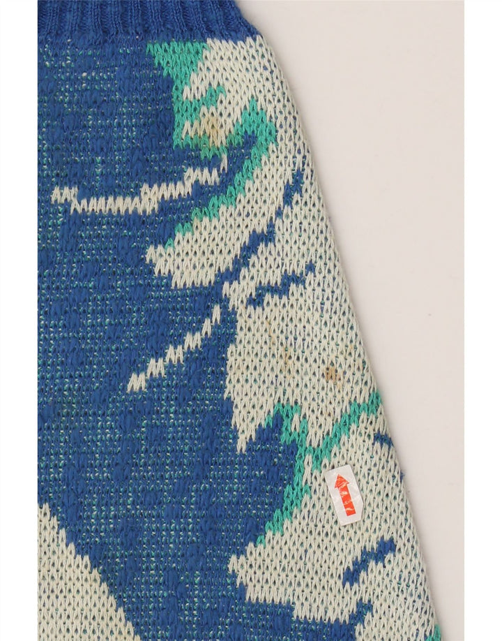 Pulover VINTAGE pentru femei, cu model abstract, cu decolteu în V, IT 52 2XL Albastru