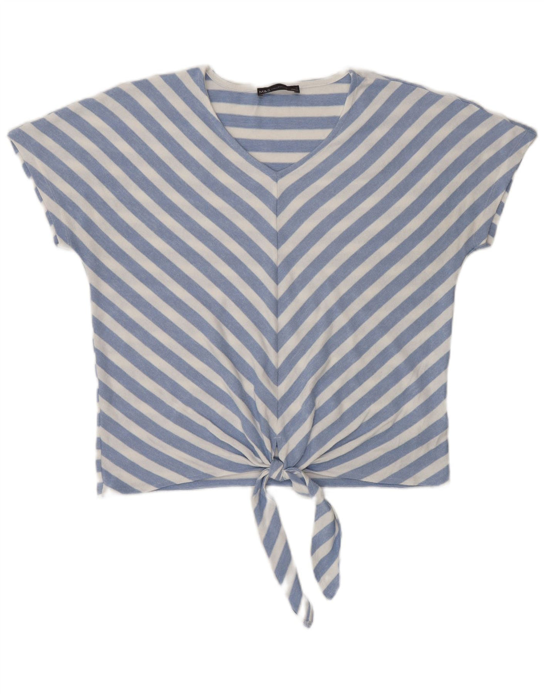 Bluză pentru femei Marks & Spencer, cu cravată în față, UK 12 Medium Blue Striped