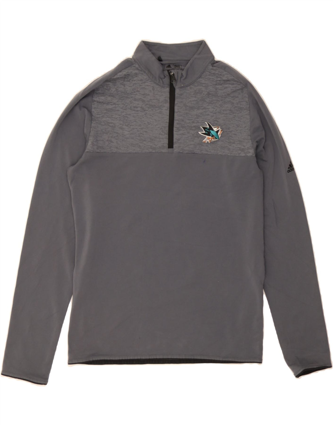 ADIDAS Mens Zip Neck Pullover Tracksuit Top Small Grey Colourblock Vintage Adidas and Second-Hand Adidas from Messina Hembry 