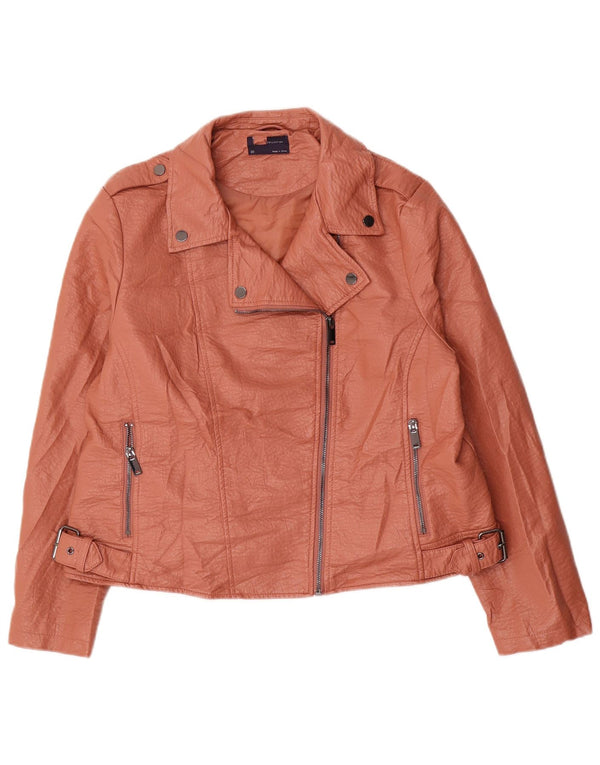 Jachetă motociclist din piele artificială pentru femei Marks & Spencer, UK 20 2XL, maro