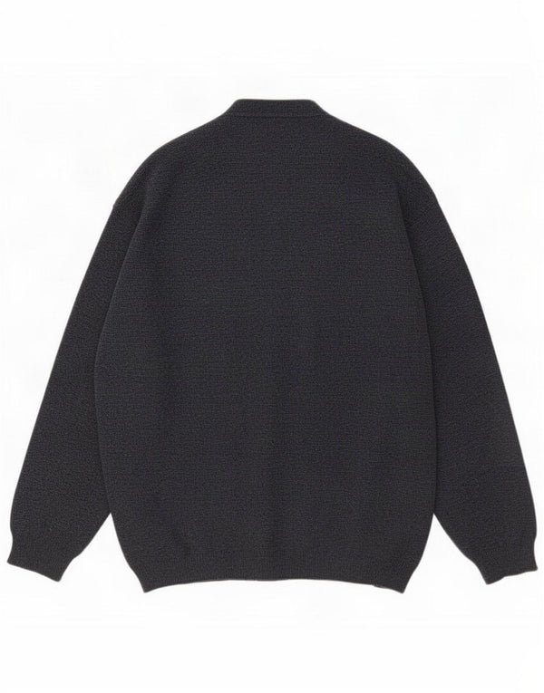 Vintage pentru bărbați cardigan pulover XL bleumarin cu dungi de lână