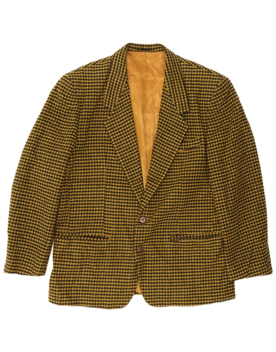 Jachetă vintage pentru bărbați cu 2 nasturi IT 52 XL, poliester cu carouri galbene
