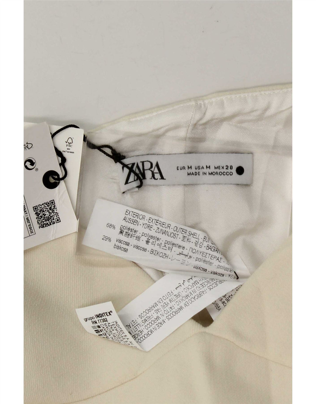 Top corset fără bretele pentru femei Zara UK 12 Poliester alb mediu mediu