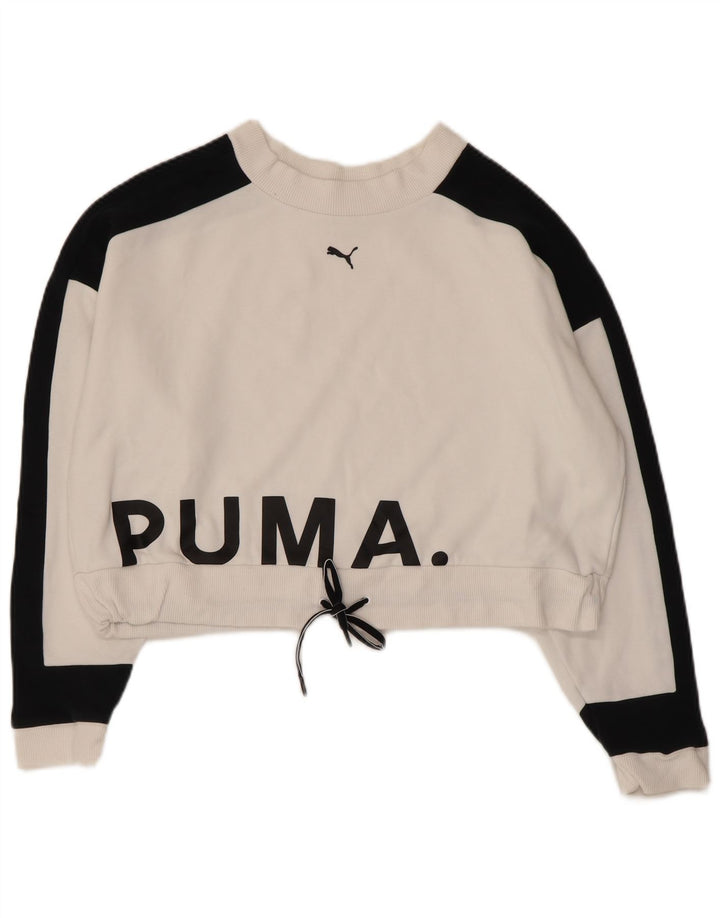 Pulover Puma Crop Graphic pentru femei UK 14 Medium White Colorblock